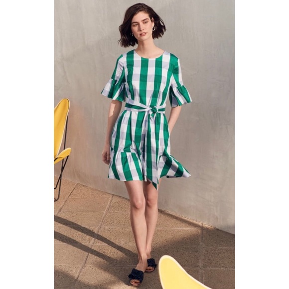 1901 Dresses & Skirts - 1901 Checkered Plaid Ruffle Belted Bow Dress